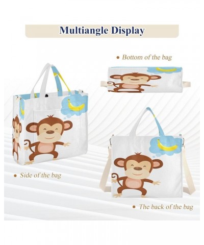 Monkey Thinking Of Banana Women's Tote Handbags Top Handle Satchel Shoulder Bag Crossbody Bag M $14.40 Totes