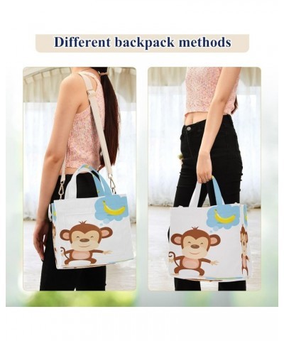 Monkey Thinking Of Banana Women's Tote Handbags Top Handle Satchel Shoulder Bag Crossbody Bag M $14.40 Totes