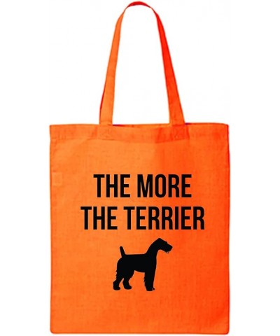 The More The Terrier Cotton Canvas Tote Bag Orange $8.40 Totes