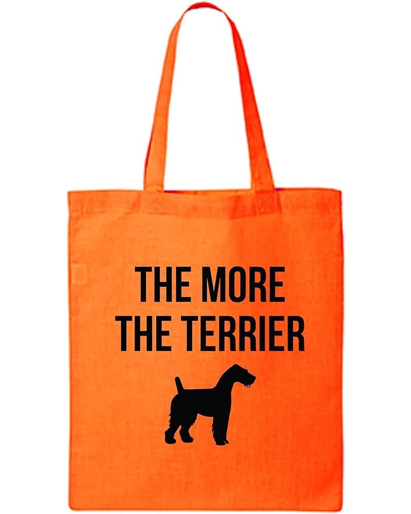 The More The Terrier Cotton Canvas Tote Bag Orange $8.40 Totes