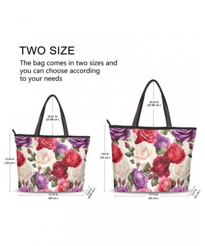 Women Tote Bags Flowers Floral Pink Purple Top Handle Satchel Handbags Shoulder Bag for Shopping 20850030 $10.91 Totes