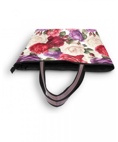 Women Tote Bags Flowers Floral Pink Purple Top Handle Satchel Handbags Shoulder Bag for Shopping 20850030 $10.91 Totes