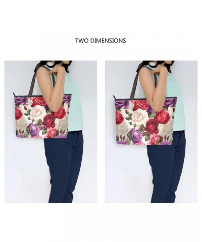 Women Tote Bags Flowers Floral Pink Purple Top Handle Satchel Handbags Shoulder Bag for Shopping 20850030 $10.91 Totes