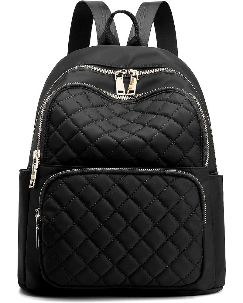 Backpack for Women, Nylon Travel Backpack Purse Black Shoulder Bag Small Casual Daypack for Womens (Grey) Black Quilted $16.1...