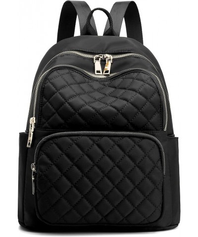 Backpack for Women, Nylon Travel Backpack Purse Black Shoulder Bag Small Casual Daypack for Womens (Grey) Black Quilted $16.1...