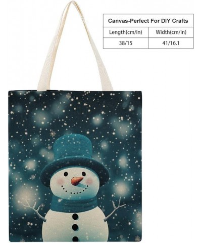 Tote Bag Rustic Country Holiday Casual Cotton Canvas Tote Bag Snowman In Blue Hat Makeup Bags Shopping Gift Totebag-3 $12.47 ...