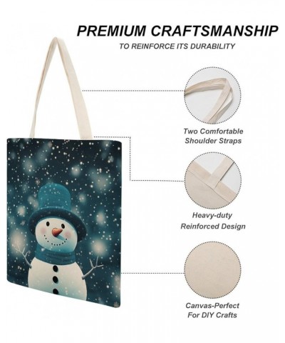 Tote Bag Rustic Country Holiday Casual Cotton Canvas Tote Bag Snowman In Blue Hat Makeup Bags Shopping Gift Totebag-3 $12.47 ...