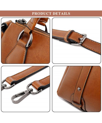 Top-Handle Bag for Women Genuine Leather Satchel Bags Shoulder Handbags and Purses Pockets Zipper Crossbody Bags B / Brown $5...