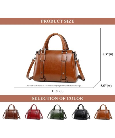 Top-Handle Bag for Women Genuine Leather Satchel Bags Shoulder Handbags and Purses Pockets Zipper Crossbody Bags B / Brown $5...