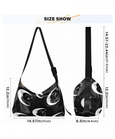 Cute Magic Moon Cat Large Shoulder Bag, Hobo Bags for Women Men Soft PU Leather Crossbody Purse,FT1O358 $11.34 Crossbody Bags