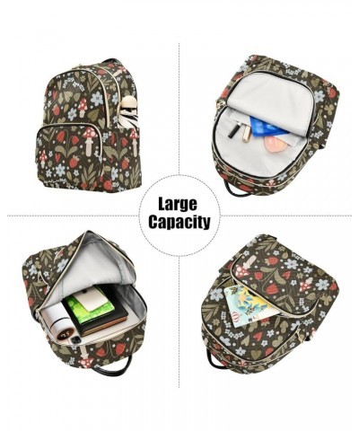 Strawberries and Mushrooms Backpack for Women Lightweight Casual Daily Quilted Travel Backpack 10.2×5.1×12.5 in Small $12.40 ...