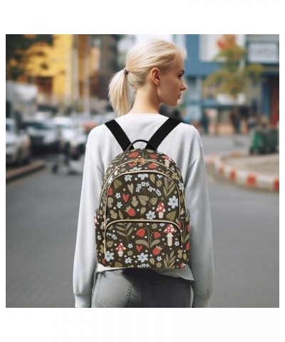 Strawberries and Mushrooms Backpack for Women Lightweight Casual Daily Quilted Travel Backpack 10.2×5.1×12.5 in Small $12.40 ...