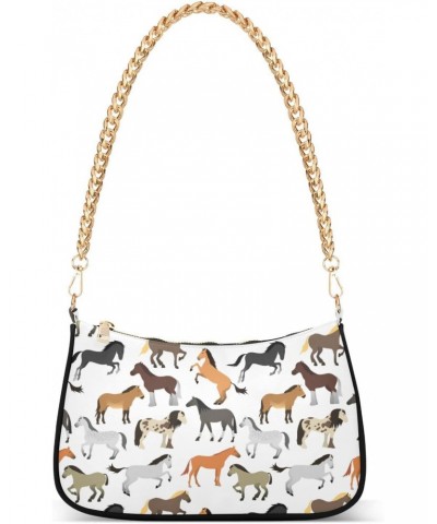 Horse Handbags for Women Chain Shoulder Bag with Zipper Womens Tote Satchel Bags $15.00 Satchels