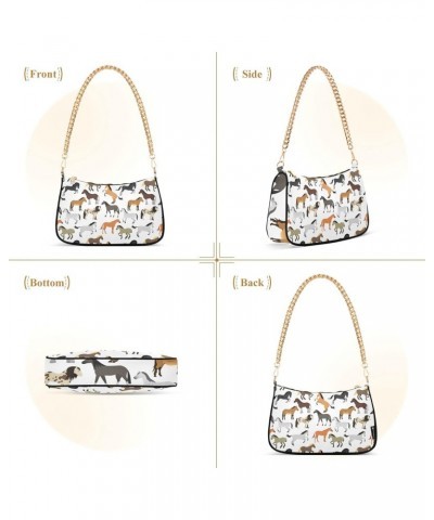 Horse Handbags for Women Chain Shoulder Bag with Zipper Womens Tote Satchel Bags $15.00 Satchels