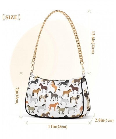 Horse Handbags for Women Chain Shoulder Bag with Zipper Womens Tote Satchel Bags $15.00 Satchels