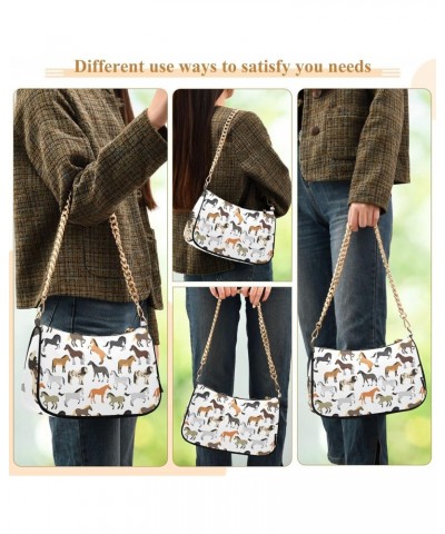 Horse Handbags for Women Chain Shoulder Bag with Zipper Womens Tote Satchel Bags $15.00 Satchels