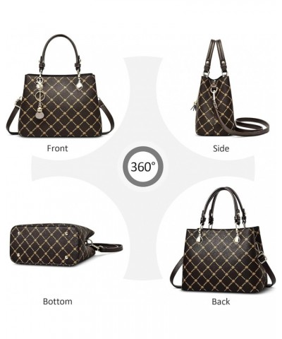 Women Handbags Fashion Print Ladies Top Handle Bag Travel Shoulder Bags Brown B $23.84 Satchels