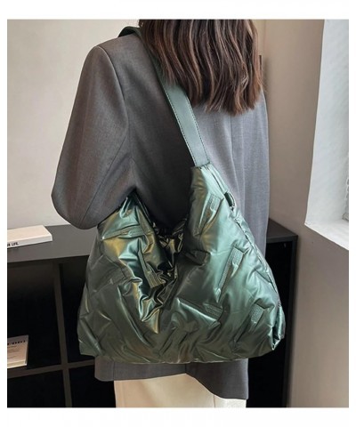 Quilted Hobo Bag for Women Puffer Tote Bag Shoulder Bag Large Crossbody Bag Satchel Purse Trendy Handbag Green $36.58 Totes