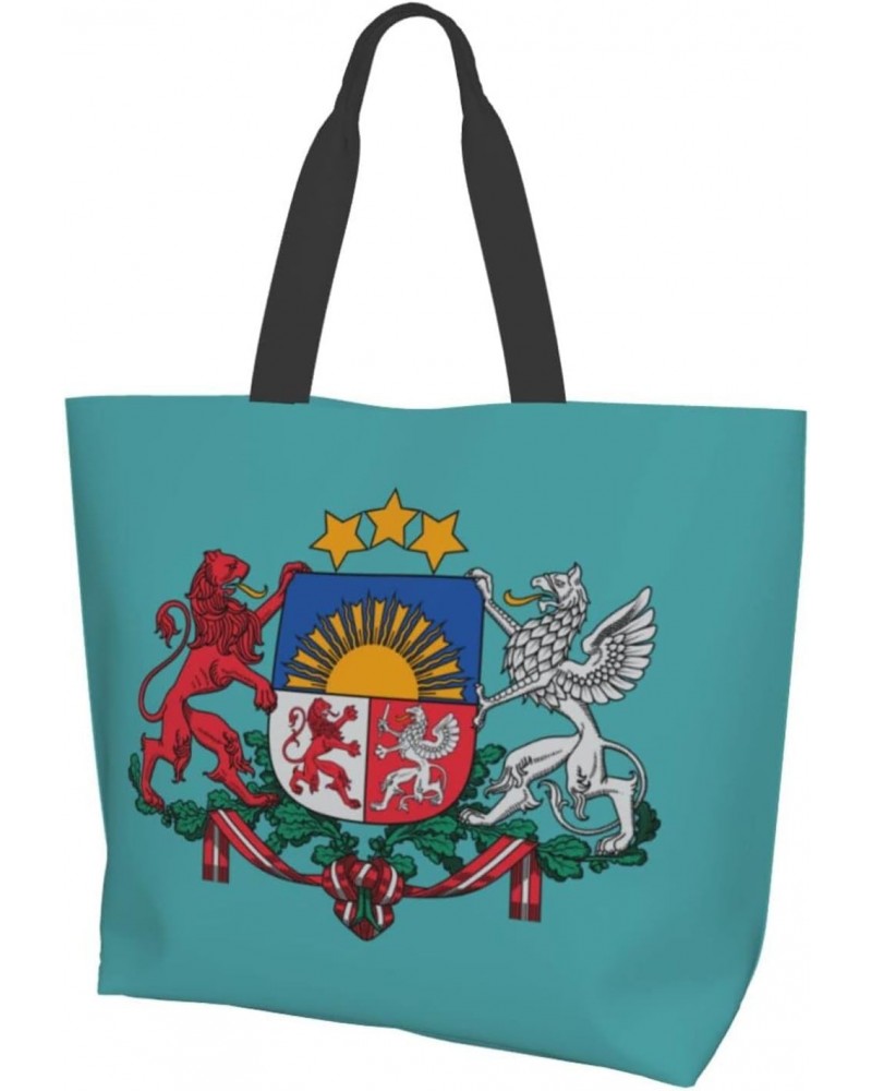 National Emblem Of Latvian Tote Storage Bag Women'S Big Capacity Shopping Shoulder Bag With Inner Pocket $8.79 Totes