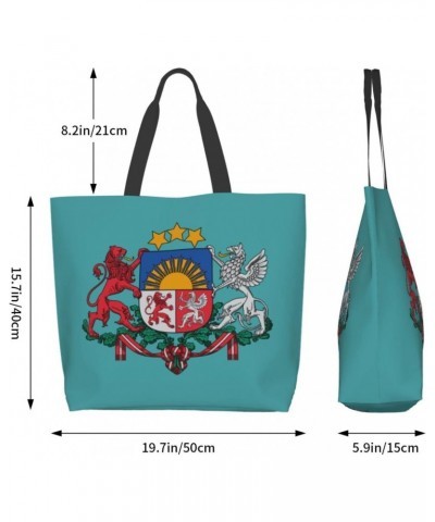 National Emblem Of Latvian Tote Storage Bag Women'S Big Capacity Shopping Shoulder Bag With Inner Pocket $8.79 Totes