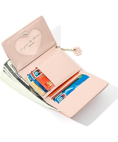 Wallet New Cartoon Cute Wallet Female Short PU 30% Student Girl Small Bag Skin Clip Female Pottery Package (Color : Pink) Blu...