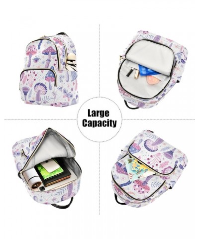 Purple Magic Mushrooms Backpack for Women Lightweight Casual Daily Quilted Travel Backpack 11.4×6.1×14.1 in Small $19.24 Back...