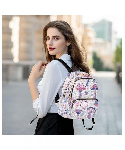 Purple Magic Mushrooms Backpack for Women Lightweight Casual Daily Quilted Travel Backpack 11.4×6.1×14.1 in Small $19.24 Back...