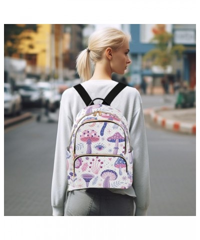 Purple Magic Mushrooms Backpack for Women Lightweight Casual Daily Quilted Travel Backpack 11.4×6.1×14.1 in Small $19.24 Back...